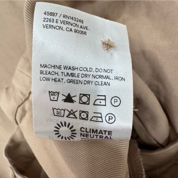 Reformation Mason Khaki Trousers High Waist Pleated Wide Leg Career Women's 10 - Picture 11 of 15